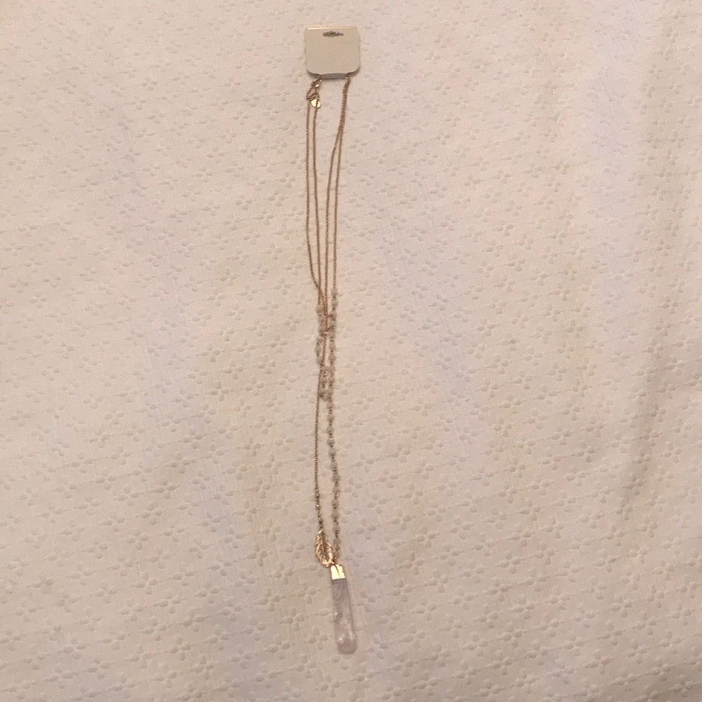 Stone and Leaf Two Piece Necklace Set